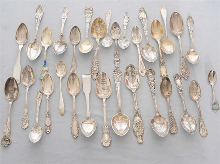 165EK Lot of Sterling Silver Souvenir Spoons