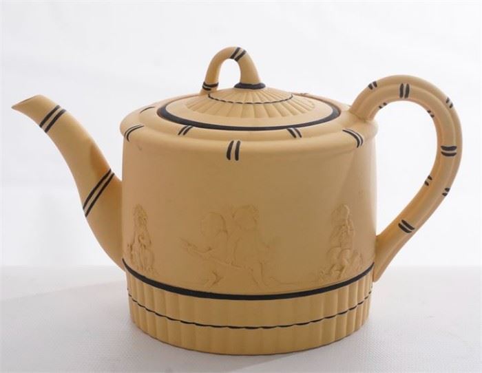 170EK Wedgewood Black on Cane Yellow Teapot
