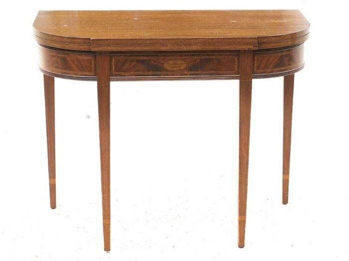 210EK Williams Kemp Furniture  Regency Style Mahogany Demi Lune Games Table
