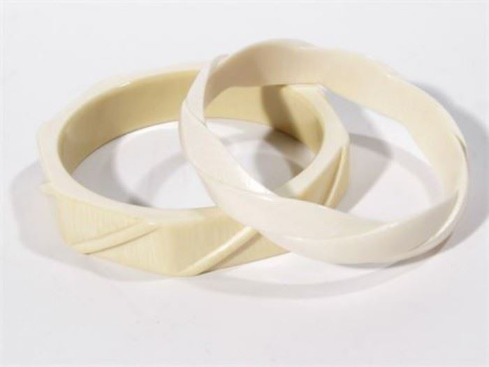 511EK Two White Cuff Bracelets