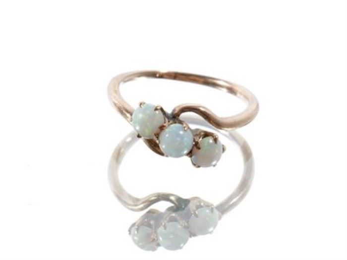518EK Vintage Rose Gold and Opal Bead Ring