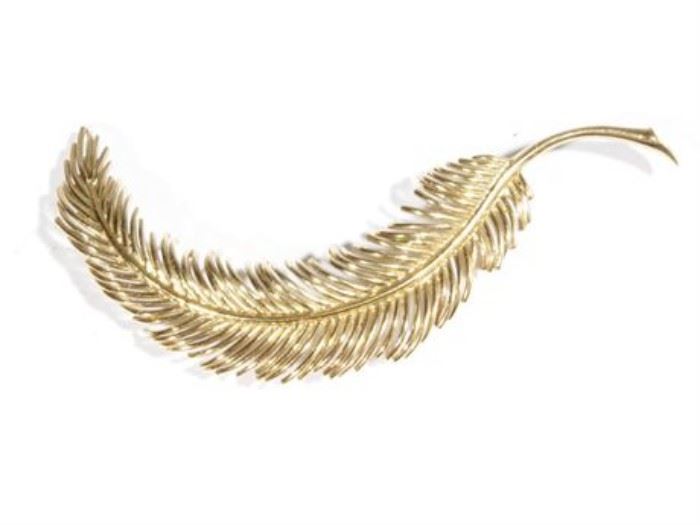 533EK 18K Yellow Gold Feather Form Dress Pin