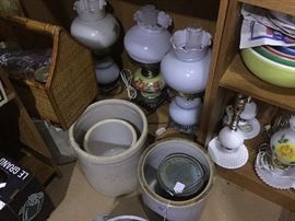 Crocks, Lamps, Pyrex 