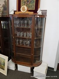 Curved Glass Oak Cabinet