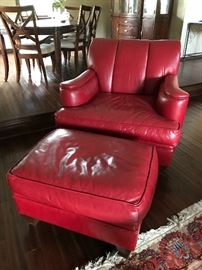 All leather chair and ottoman