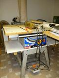 ryobi 10" table saw system w/herc-u-lift plus adjustment frame w/ custom drop table for added work space on custom table