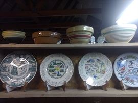 Lots of old bowls and decorative plates!