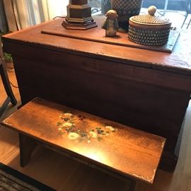 Antique Trunk with cool sliding compartments inside.