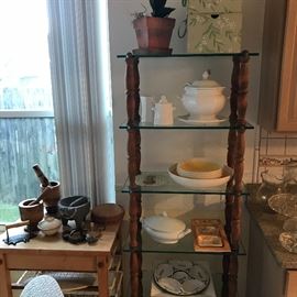 Custom etagere with glass shelves