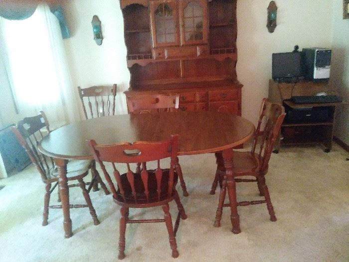 American Drew Dining Room Set with Breakfront China Cabinet, Table & 6 Chairs