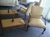 This beautiful chair and coffee table will create a great spot for your coffee.