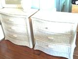White wicker dressers with mirror