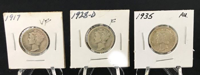 Mercury Dimes - 1917, 1928-D, 1935