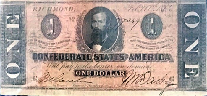 $1 Confederate Note 1864
