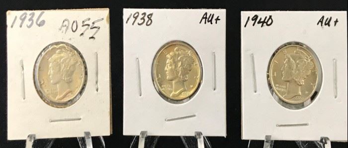 Mercury Dimes 1936, 1938, 1940
