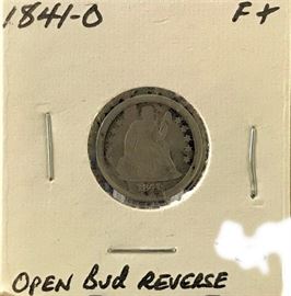 Seated Liberty Dime, Open Bud Reverse, 1841-O