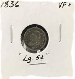 1836 Large "5 Cents" Capped Bust Half Dime