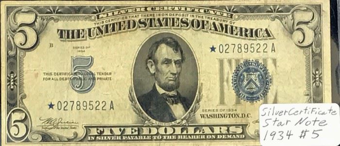 $5 STAR Silver Certificate, 1934