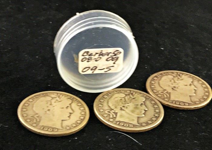 Barber Half Dollars, 1908-O, 1909, 1909-S