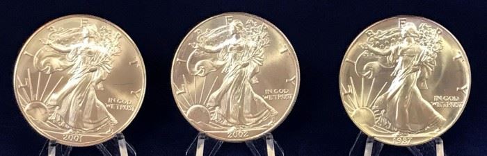 American Silver Eagles, 1987, 2001, 2002