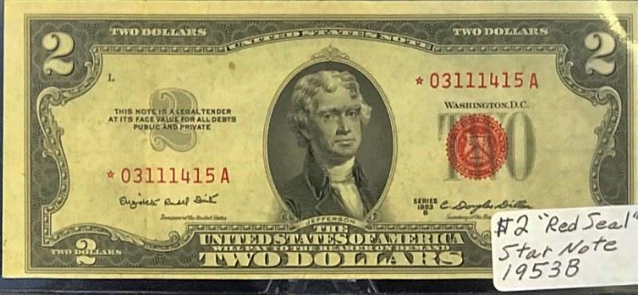 $2 STAR United States Note, Red Seal, 1953 B