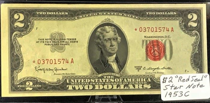 $2 STAR United States Note, Red Seal, 1953 C