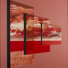 Lot #29 
James Twitty (1911 - 1994). Acrylic on canvas titled Regulus. Painting is signed along the lower right. 
Provenance: Distinguished corporate collection, Minnesota. 
Dimensions: Unframed; height: 60 in x width: 60 in. Framed; height: 61 Â½ in x width: 61 Â½ in