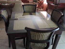 South Pacific Islands wicker table with four chairs 