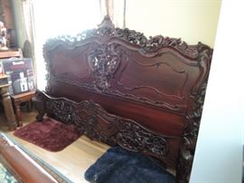 Heavily carved Rococo style king size bed