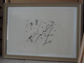 Wassily Kandinsky (Russian 1866-1944)
Radierung für den Kreis der Freunde des Bauhauses (Etching for Circle of Friends of the Bauhaus)
Drypoint etching; larger version
Monogrammed and (19)32 in the plate, "XXX/L" in pencil and with the signature of Nina Kandinsky in pen, verso.
