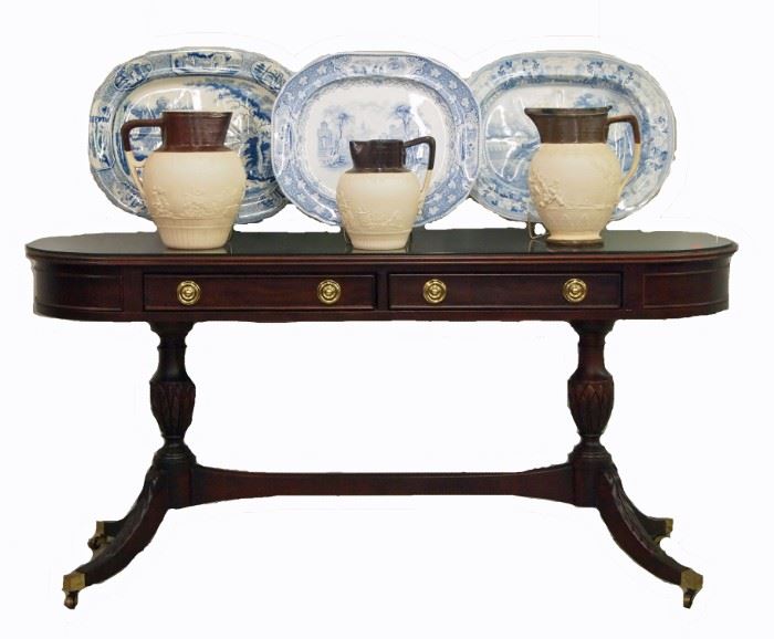 Mahogany Console Table, English Pottery