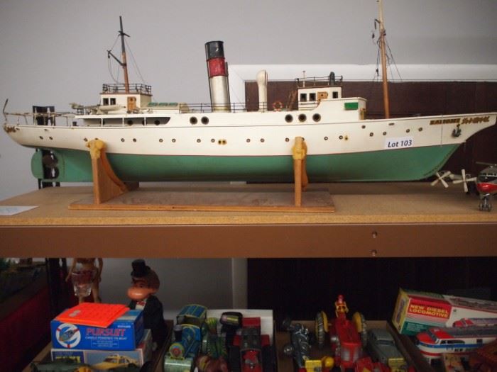 Large Steam Ship & Variety of Vintage Toys