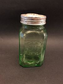 Vintage green glass pepper shaker