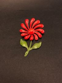 Vintage enamel flower brooch