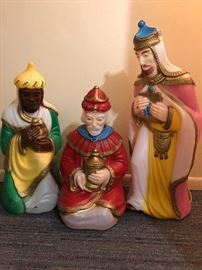 Vintage mold blown Christmas nativity yard ornaments by Empire 