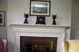 Marble clock and Mantle pieces