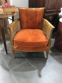 ANTIQUE CHAIR/CANE ARMS