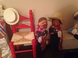 Doll Chairs. Cowboy and Native American Doll