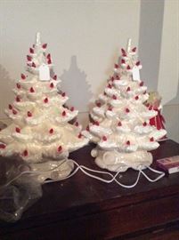 White Ceramic Trees w lights