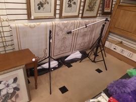 Photography backdrop and additional equipment.