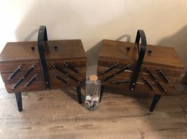 Antique accordion sewing boxes 