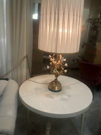 Tole French Boudoir Lamp With porcelain flowers 