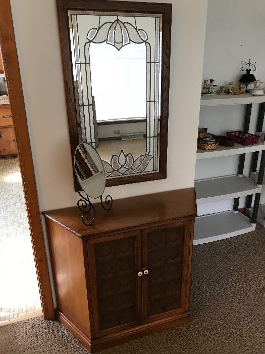 Mirror with stained glass effect over a hallway console!