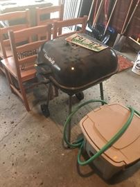 Set of chairs and Weber grill with hose caddy!