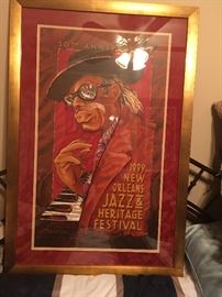 1999 New Orleans Jazz and Heritage Festival Poster Framed Professor Longhair by   https://www.ebay.com/itm/123361871380