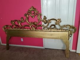 Cast iron Gilded king size headboard 1950's. Original condition.