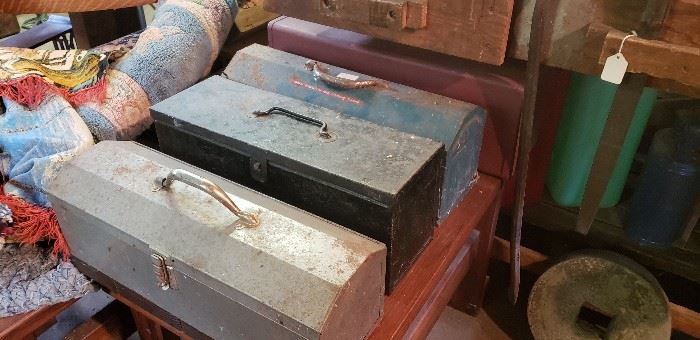 Lots of vintage tool boxes