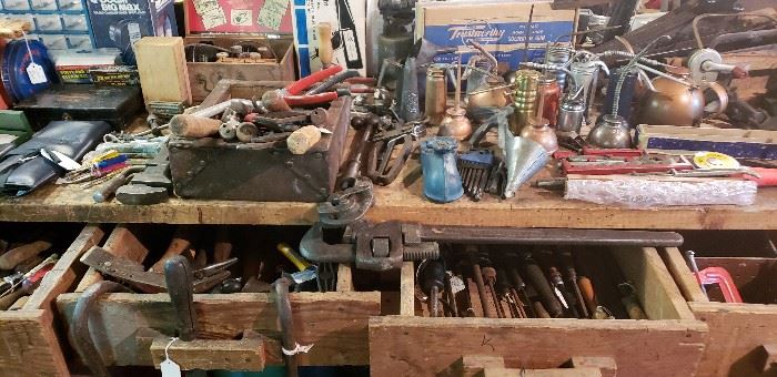 Vintage tools and oil cans