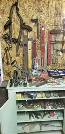 Vintage tools, levels, planes, measuring tapes