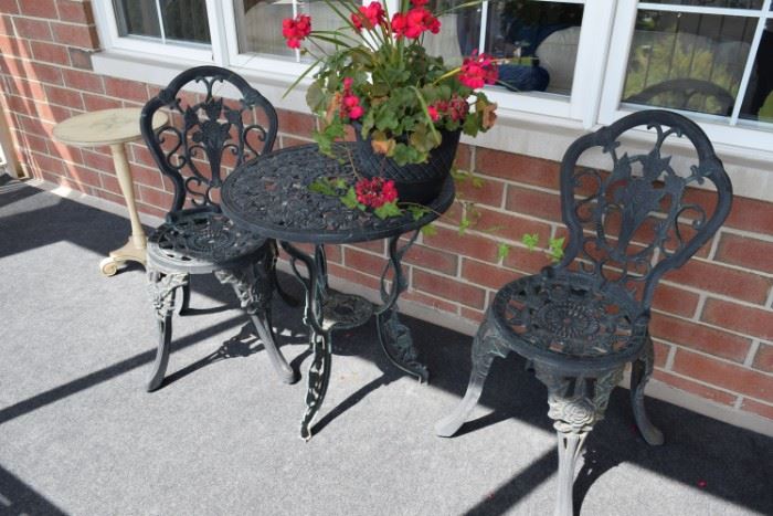 Wrought Iron Patio Table & 2 Chairs